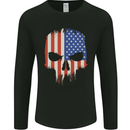 USA Skull America Gym Bodybuilding Biker Mens Long Sleeve T-Shirt Black