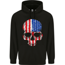 USA Skull America Stars and Stripes Flag Biker Childrens Kids Hoodie Black