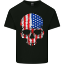 USA Skull America Stars and Stripes Flag Biker Kids T-Shirt Childrens Black