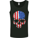 USA Skull America Stars and Stripes Flag Biker Mens Vest Tank Top Black