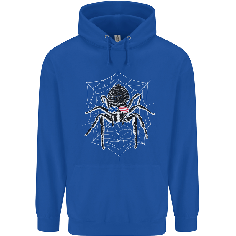 USA Spider American Flag Childrens Kids Hoodie Royal Blue