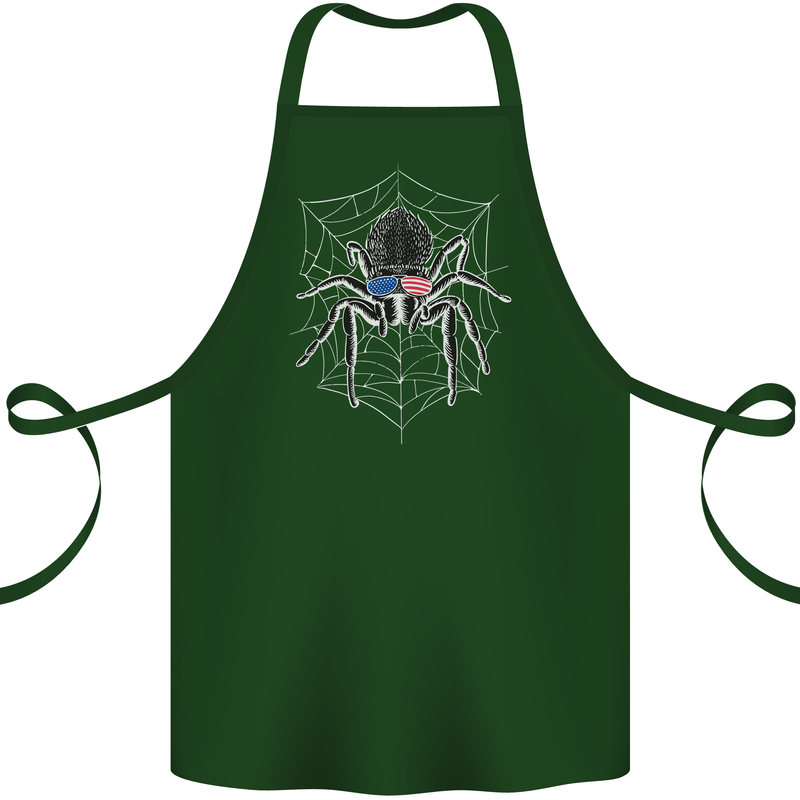 USA Spider American Flag Cotton Apron 100% Organic Forest Green