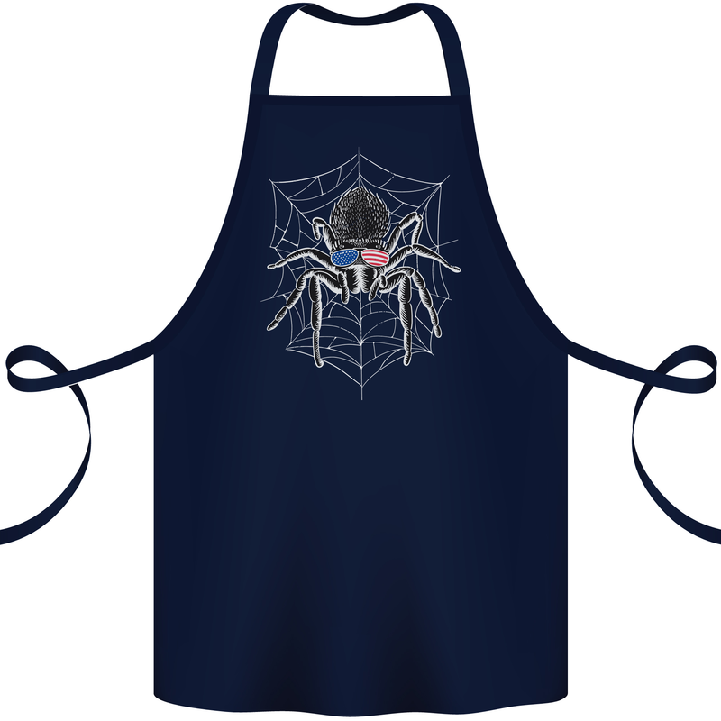 USA Spider American Flag Cotton Apron 100% Organic Navy Blue