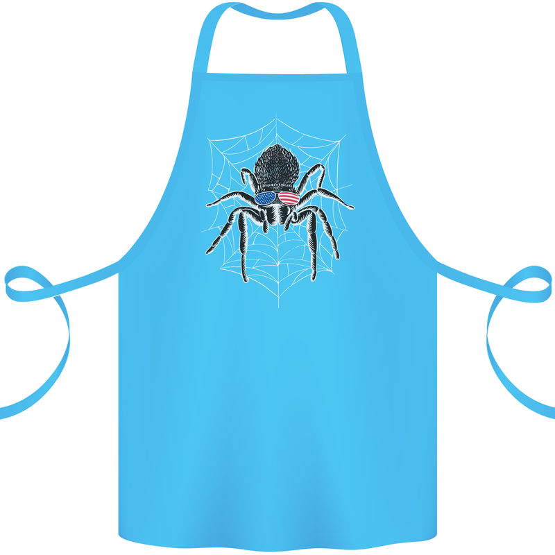 USA Spider American Flag Cotton Apron 100% Organic Turquoise