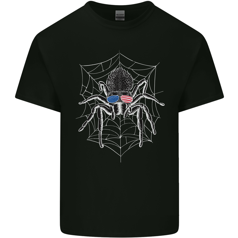 USA Spider American Flag Kids T-Shirt Childrens Black