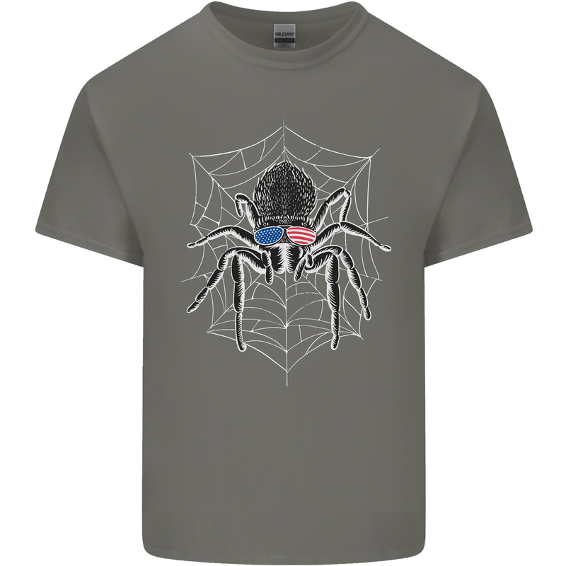 USA Spider American Flag Kids T-Shirt Childrens Charcoal