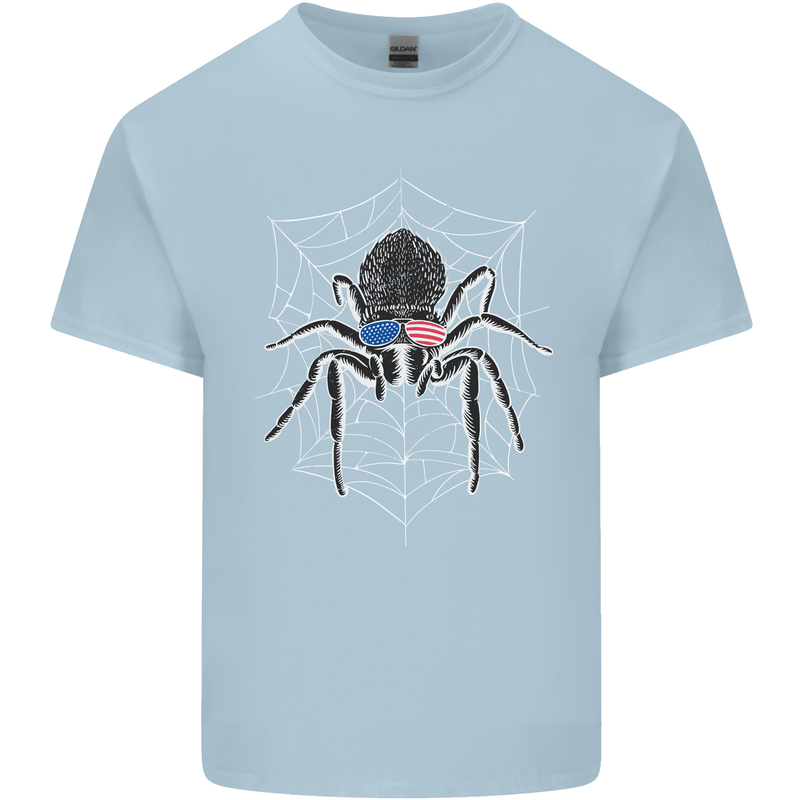 USA Spider American Flag Kids T-Shirt Childrens Light Blue