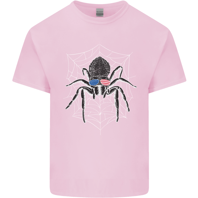 USA Spider American Flag Kids T-Shirt Childrens Light Pink