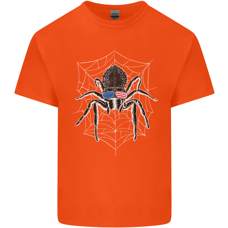 USA Spider American Flag Kids T-Shirt Childrens Orange