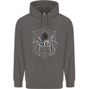 USA Spider American Flag Mens 80% Cotton Hoodie Charcoal