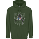 USA Spider American Flag Mens 80% Cotton Hoodie Forest Green