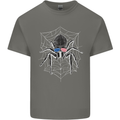 USA Spider American Flag Mens Cotton T-Shirt Tee Top Charcoal