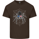 USA Spider American Flag Mens Cotton T-Shirt Tee Top Dark Chocolate