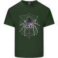USA Spider American Flag Mens Cotton T-Shirt Tee Top Forest Green