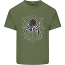 USA Spider American Flag Mens Cotton T-Shirt Tee Top Military Green
