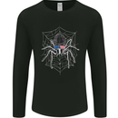 USA Spider American Flag Mens Long Sleeve T-Shirt Black
