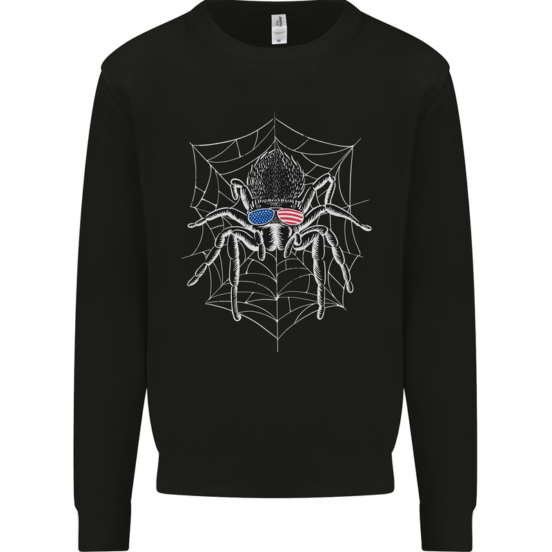 USA Spider American Flag Mens Sweatshirt Jumper Black