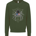 USA Spider American Flag Mens Sweatshirt Jumper Forest Green