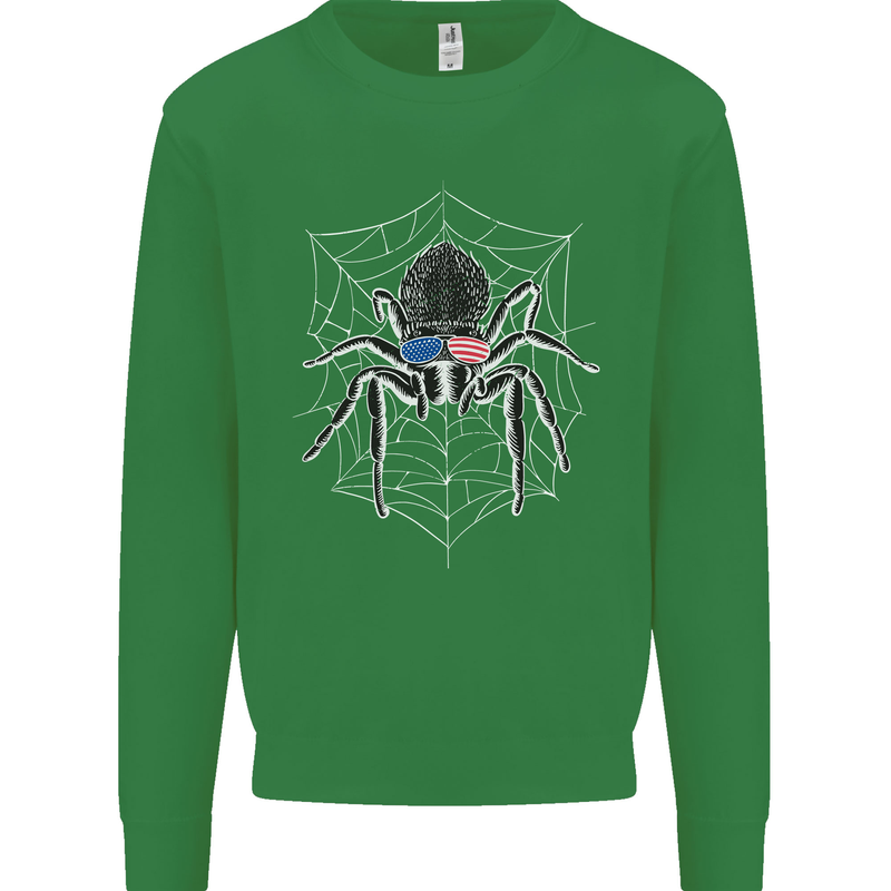 USA Spider American Flag Mens Sweatshirt Jumper Irish Green