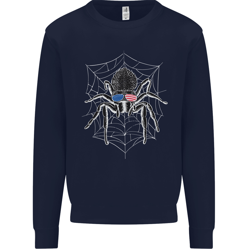 USA Spider American Flag Mens Sweatshirt Jumper Navy Blue