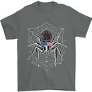USA Spider American Flag Mens T-Shirt 100% Cotton Charcoal