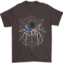 USA Spider American Flag Mens T-Shirt 100% Cotton Dark Chocolate