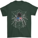 USA Spider American Flag Mens T-Shirt 100% Cotton Forest Green
