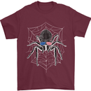 USA Spider American Flag Mens T-Shirt 100% Cotton Maroon