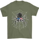 USA Spider American Flag Mens T-Shirt 100% Cotton Military Green