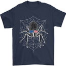 USA Spider American Flag Mens T-Shirt 100% Cotton Navy Blue