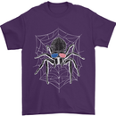 USA Spider American Flag Mens T-Shirt 100% Cotton Purple