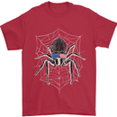 USA Spider American Flag Mens T-Shirt 100% Cotton Red