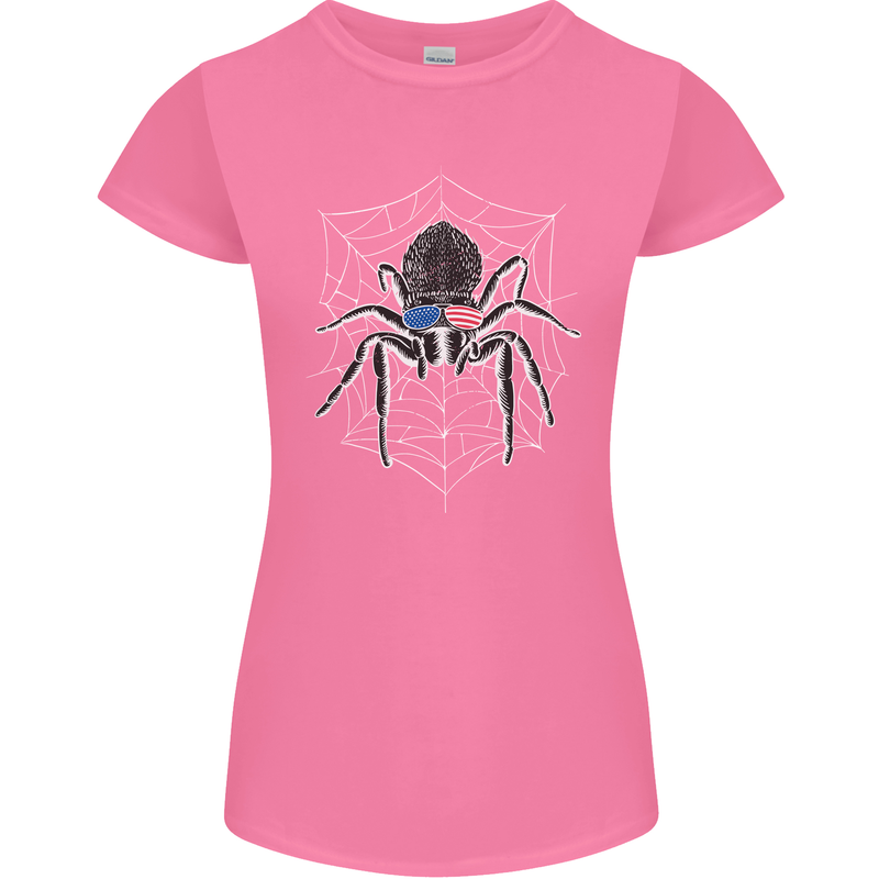 USA Spider American Flag Womens Petite Cut T-Shirt Azalea