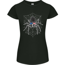 USA Spider American Flag Womens Petite Cut T-Shirt Black