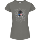 USA Spider American Flag Womens Petite Cut T-Shirt Charcoal