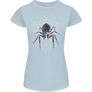 USA Spider American Flag Womens Petite Cut T-Shirt Light Blue