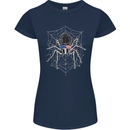 USA Spider American Flag Womens Petite Cut T-Shirt Navy Blue