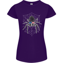 USA Spider American Flag Womens Petite Cut T-Shirt Purple