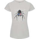 USA Spider American Flag Womens Petite Cut T-Shirt Sports Grey