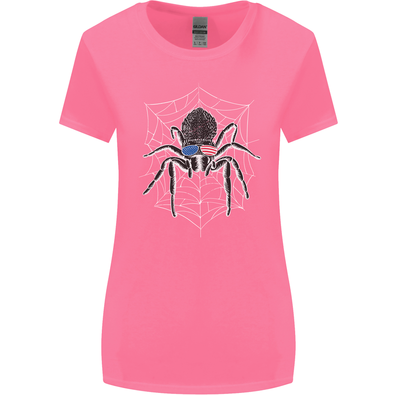 USA Spider American Flag Womens Wider Cut T-Shirt Azalea