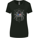 USA Spider American Flag Womens Wider Cut T-Shirt Black