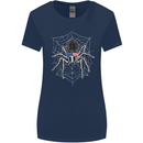 USA Spider American Flag Womens Wider Cut T-Shirt Navy Blue