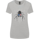USA Spider American Flag Womens Wider Cut T-Shirt Sports Grey