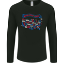USA State Map United States of America Mens Long Sleeve T-Shirt Black