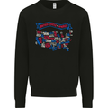 USA State Map United States of America Mens Sweatshirt Jumper Black