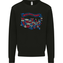 USA State Map United States of America Mens Sweatshirt Jumper Black