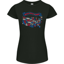 USA State Map United States of America Womens Petite Cut T-Shirt Black