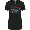 USA State Map United States of America Womens Wider Cut T-Shirt Black