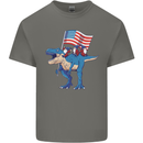 USA T-Rex Gnome American Flag Dinosaur Mens Cotton T-Shirt Tee Top Charcoal