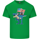 USA T-Rex Gnome American Flag Dinosaur Mens Cotton T-Shirt Tee Top Irish Green
